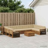  Set vanjskih sofa 10 kom. Prirodna i bež Čvrsto drvo akacije | shoptok.hr