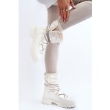 Boto Women's White Snow Boots with Decorative Lacing Rilana | Shoptok.si