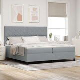vidaXL Postelja s škrinjo z vzmetnico Svetlo siva 200x200 cm Tkanina, (22083938) | Shoptok.si