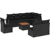  9-dijelni set vrtnih sofa s jastucima crni od poliratana | shoptok.hr