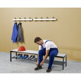 eurokraft pro Klop za preoblačenje z jeklenim ogrodjem, DxVxG 2000 x 415 x 400 mm, sedežna površina svetlo siva | Shoptok.si