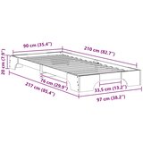  Krevetna konstrukcija Smeđa 90 x 210 cm Čvrsto borovo drvo | shoptok.hr