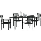 vidaXL 5-delni vrtni jedilni set Črna PVC ratan | Shoptok.si