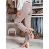 DStreet Spodnie damskie casualowe z kwiatami LEGISSA dresowe cappuccino | Shoptok.si