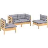  4-dijelna vrtna garnitura od borovine sa sivim jastucima | shoptok.hr