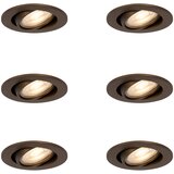 QAZQA Set van 6 moderne inbouwspots donker brons kantelbaar - Cisco Cene