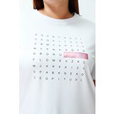 Trendyol Curve White Foil Print Detailed Boyfriend Knitted T-shirt Cene