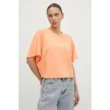 American Vintage Kratka majica s primesjo lanu TEE-SHIRT MC COL ROND oranžna barva, LOP02DE24