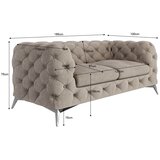 Ropez Sivo-bež žametna sedežna garnitura 185 cm Chelsea – | Shoptok.si