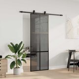  Klizna vrata s priborom crna 76 x 205 cm kaljeno staklo | shoptok.hr