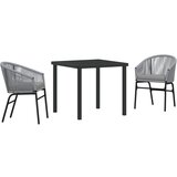 vidaXL 3-delni vrtni jedilni set v sivi poli ratan | Shoptok.si