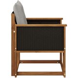  Srednja sofa za van Čvrsto drvo akacije Prirodna - Prirodna i svjetlosiva Crni rattan | shoptok.hr