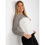 Fashion Hunters Ecru-black women's formal blouse with lace | shoptok.hr