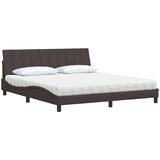  Postelja z vzmetnico temno rjava 180x200 cm blago | Shoptok.si