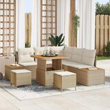 vidaXL Vrtna sedežna garnitura z blazino 8 pcs Bež Poly ratan | Shoptok.si