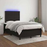 vidaXL Box spring postelja z vzmetnico LED črna 120x190 cm blago | Shoptok.si