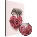  Slika - Elephant Lover (1-part) - Elephant Amid Pink Flowers 60x90 Premium Print | shoptok.hr