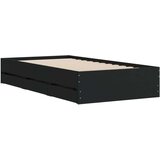vidaXL Posteljni okvir s predali črn 100x200 cm inženirski les | Shoptok.si