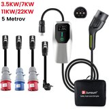JUNSUN Prenosni hitri polnilnik za električna vozila 3,5/7/11/22kW, 6-32A, EV polnilec s 5 m kabla 4 adapterji, (21989616) | Shoptok.si
