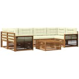 vidaXL Zunanja garnitura za sedenje z blazino 7 pcs Naravna in smetana, (5000279759) | Shoptok.si