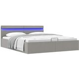 Maison Chic Dvižni Posteljni okvir - Dvoposteljna postelja - Zakonska postelja LED svetlo sivo blago 180x200 cm, (21695234) | Shoptok.si