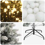 Umjetno božićno drvce s kuglicom 120 cm 150 LED lampica - Zelena i bijela 120 cm s LED žaruljama i bijelim kuglicama | shoptok.hr