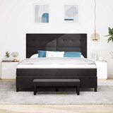  Krevet s opruga kutije s uzglavljem Crna 200 x 180 cm Baršun | shoptok.hr