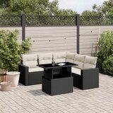 vidaXL 6-dijelni set vrtnih sofa s jastucima crni od poliratana | shoptok.hr