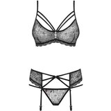 Obsessive 818-SEG-1 - Komplet čipkastega spodnjega perila s kamenčki (črna) - L/XL | Shoptok.si
