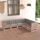 Maison Chic Seti vrtnega pohištva - Vrtna garnitura - Vrtni pohištvo set 6-delna z blazinami trdna borovina, (21806572) | Shoptok.si