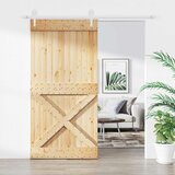  Klizna vrata 100 x 210 cm Čvrsta borovina (neobrađena) | shoptok.hr