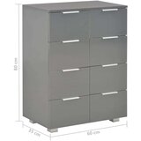 vidaXL Komoda visok sijaj siva 60x35x80 cm iverna plošča | Shoptok.si