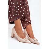Boto Heels With Decorative Buckle Beige Seriva | shoptok.hr