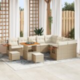 vidaXL 12 komada vrtna sofa set s jastučićima bež poli ratan akacija | shoptok.hr