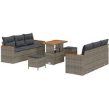  9-dijelni Vrtni Sofa Set s Jastučićima Siva Poly Ratan Akacija 3-dijelni Vrtni Set za Jelo s Jastučićima Siva Poly Ratan Akacij Cijene