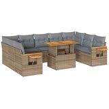  10-dijelni set vrtnih sofa s jastucima bež od poliratana bagrem | shoptok.hr