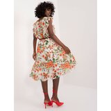 Fashion Hunters Ecru-Orange Floral Summer Dress | shoptok.hr