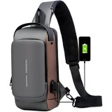 IZMAEL Torba čez ramo z USB polnjenjem proti kraji - Siva | Shoptok.si