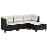 Maison Chic Seti vrtnega pohištva - Vrtna garnitura - Vrtni pohištvo set 4-delna z blazinami črna poli ratan, (21818497) | Shoptok.si