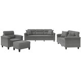  4-dijelni set sofa s jastucima tamnosivi od mikrovlakana | Eponuda.com
