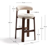 Kave Home Bež/v temni naravni barvi barski stol iz masivnega jesena (višina sedeža 75 cm) Granite – | Shoptok.si