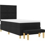 vidaXL Vzmetnica za posteljo z vzmetnico in klopjo črna 90x190 cm tkanina, (22083356) | Shoptok.si