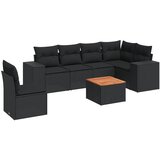  7-dijelni set vrtnih sofa od poliratana s jastucima crni | shoptok.hr