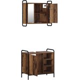  Set ormarića za kupaonicu 2 kom. Staro drvo 65 5 x 34 x 61 cm - Staro drvo Ormar s umivaonikom (1 vrata i 1 polica) + viseći orm | shoptok.hr
