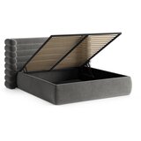 Micadoni Sivi tapecirani bračni krevet s prostorom za odlaganje s podnicom 200x200 cm Mount – | shoptok.hr