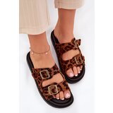 Boto Women's Platform Slides With Leopard Print And Buckles Brown Simbes | ePonuda.com