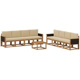 vidaXL Zunanja garnitura za sedenje z blazino 7 pcs Naravna, (5000282453) | Shoptok.si