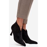 Boto Low Women's Heeled Boots Eco Suede Black Jolivra | shoptok.hr