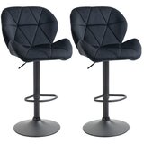 Nesta Barski stoli 2 kosa, vrtljivi z naslonjalom, nastavljiva vi&amp;scaron;ina, črni žametni videz, brez naslonjal za roke, 51,5x57,5x93-114,5 cm, (5000493677) Slike