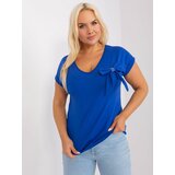 Fashion Hunters Plus size cobalt blue blouse with cuffs Cene